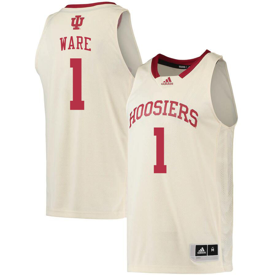 Men #1 Kel'el Ware Indiana Hoosiers College Basketball Jerseys Stitched Sale-Cream